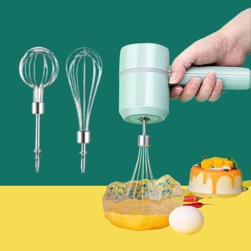 Batedor Elétrico de Ovos com Mixer Recarregável USB (Aço Inox)