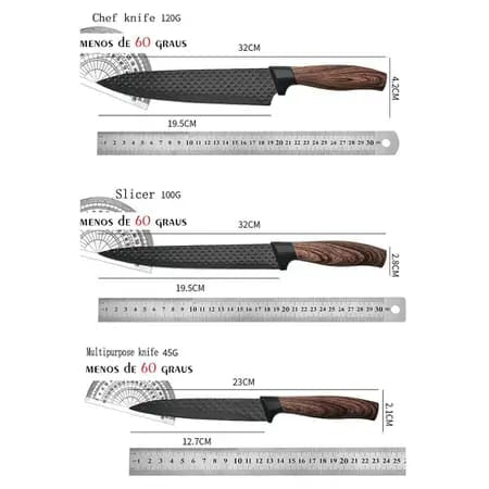 Conjunto de Facas Inox 6 Peças Antiaderente