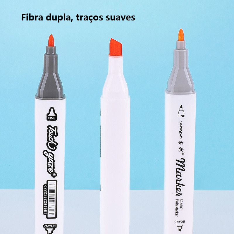 Estojo de Canetinhas Escolar com Ponta Dupla (24-80 Cores)