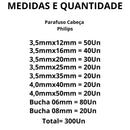 Kit Parafusos Chipboard Philips + Buchas + Estojo Organizador (300 Peças)