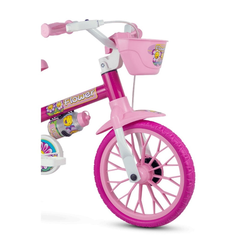 Bicicleta Infantil Aro 12 Nathor FLOWER com Cestinha e Rodinhas