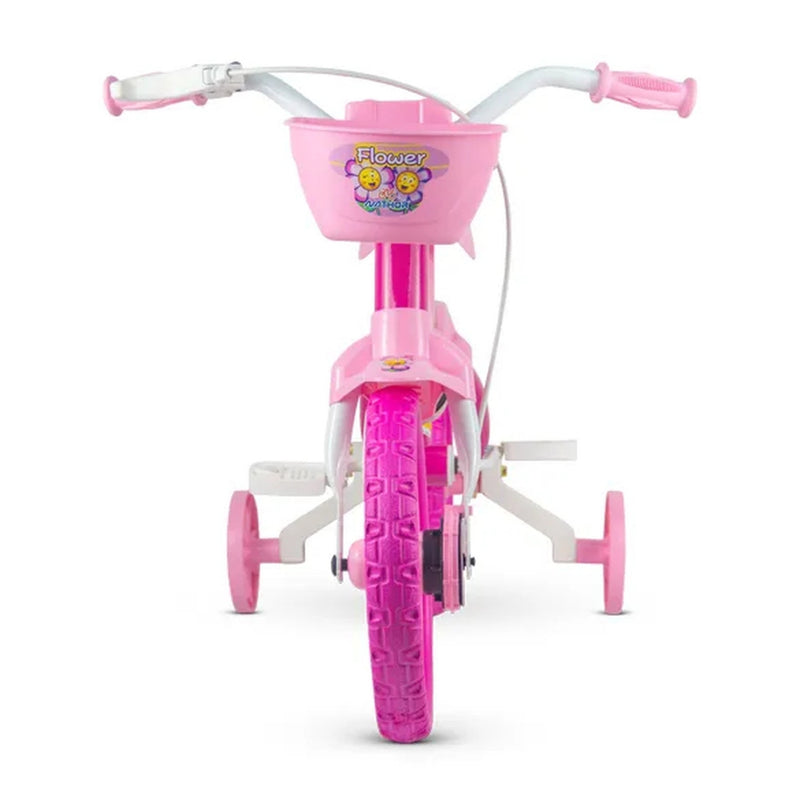 Bicicleta Infantil Aro 12 Nathor FLOWER com Cestinha e Rodinhas