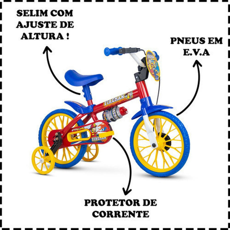 Bicicleta Infantil Nathor Aro 12 com Rodinhas e Para-Lama