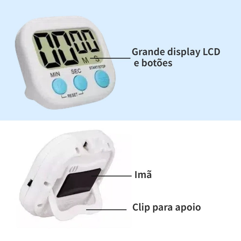 Kit 2 Timers Digitais de Cozinha com Alarme (Branco)