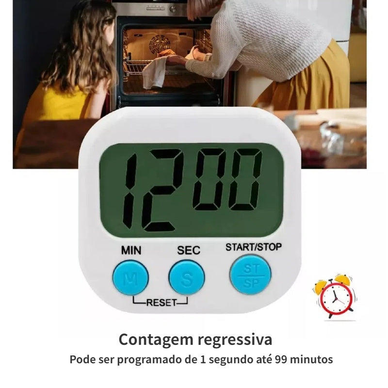 Kit 2 Timers Digitais de Cozinha com Alarme (Branco)