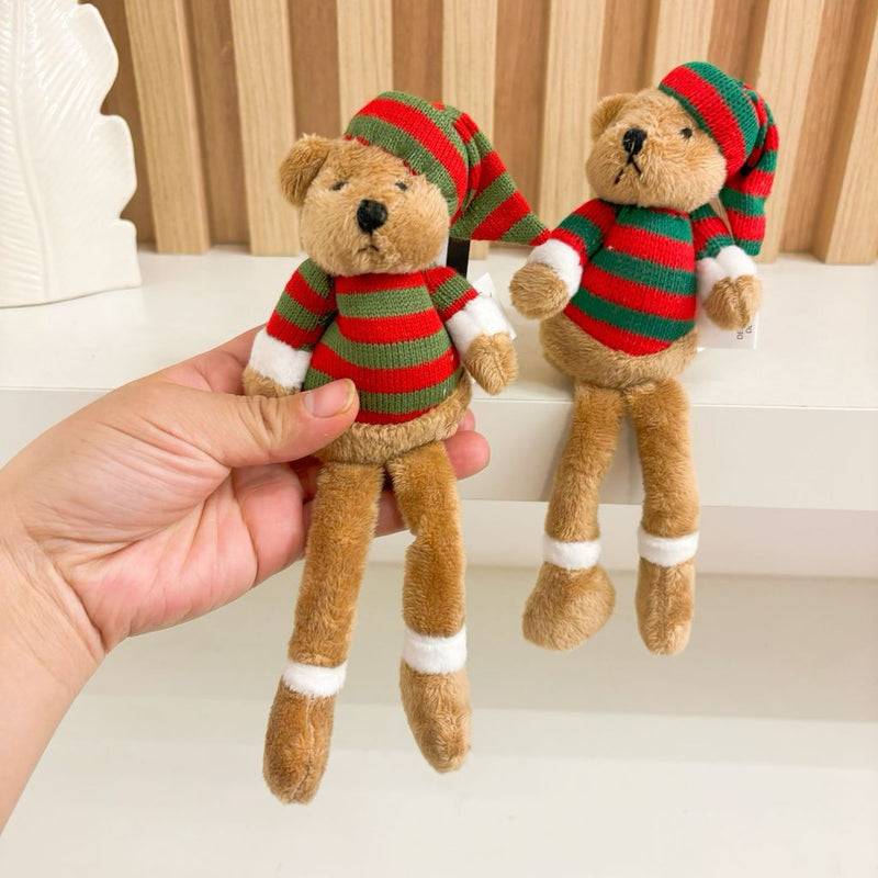 Enfeite Decorativo de Natal Pendente: Ursinho com Gorro e Cachecol