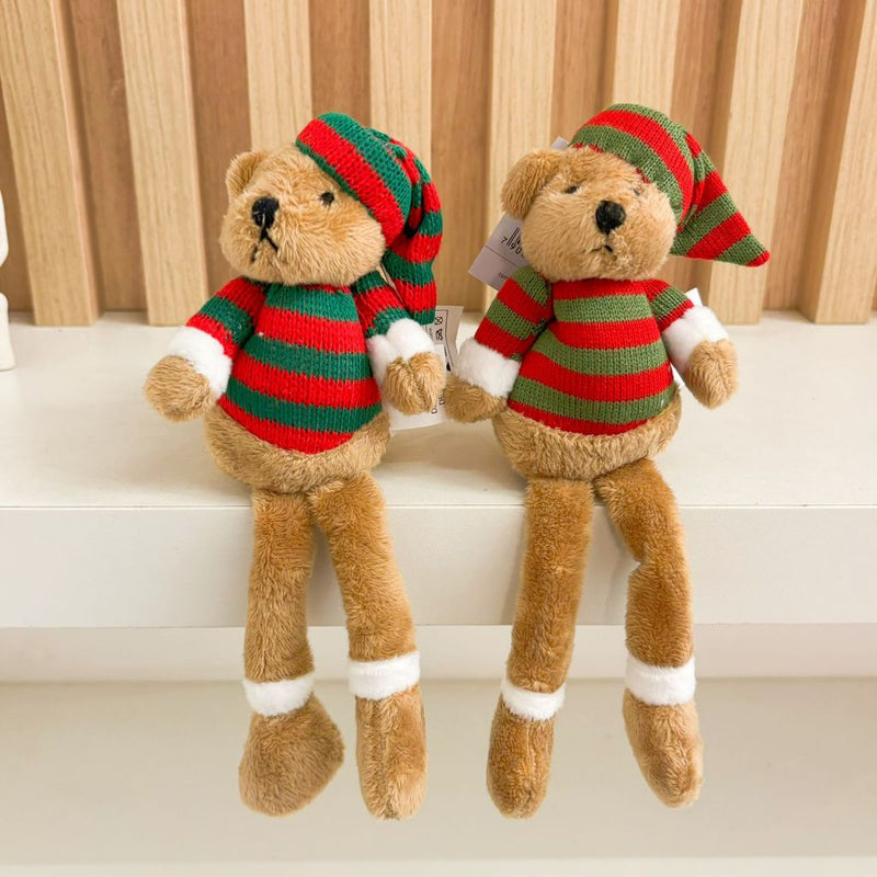 Enfeite Decorativo de Natal Pendente: Ursinho com Gorro e Cachecol