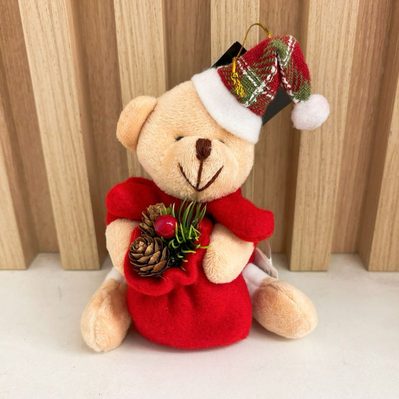 Enfeite Decorativo de Natal Pendente: Ursinho com Gorro e Cachecol