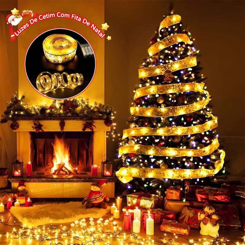 10M Laços de Fita de Natal com 100 Luzes LED Fada