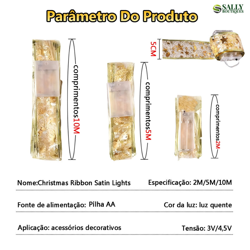 10M Laços de Fita de Natal com 100 Luzes LED Fada