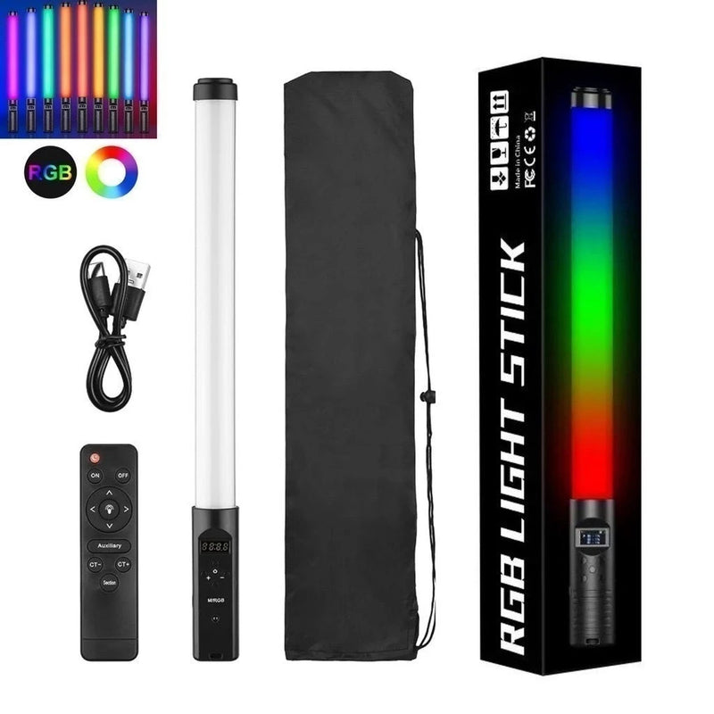 Bastão de LED Fotografia RGB Light Stick Portátil com Controle e Tripé de 2 Metros