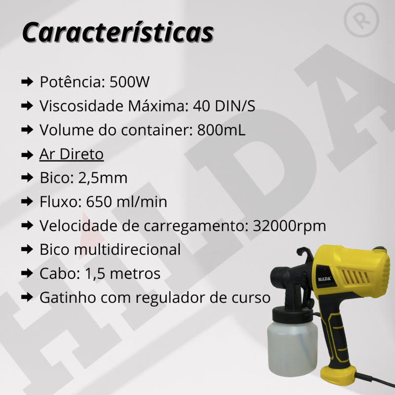 Pulverizadora / Pistola de Pintura Elétrica 500W