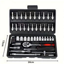 Jogo de Chave Catraca Reversível com 46 Peças e Maleta