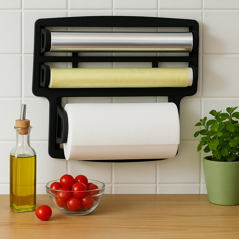Porta Papel Toalha Triplo 3 em 1 (PRETO)