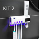 Porta Escova de Dentes com Esterilizador UV e Dispenser de Pasta