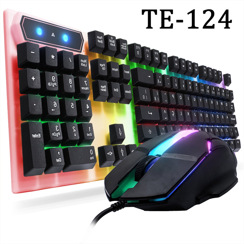 Kit Gamer Teclado Semi Mecânico + Mouse 2400 DPI RGB