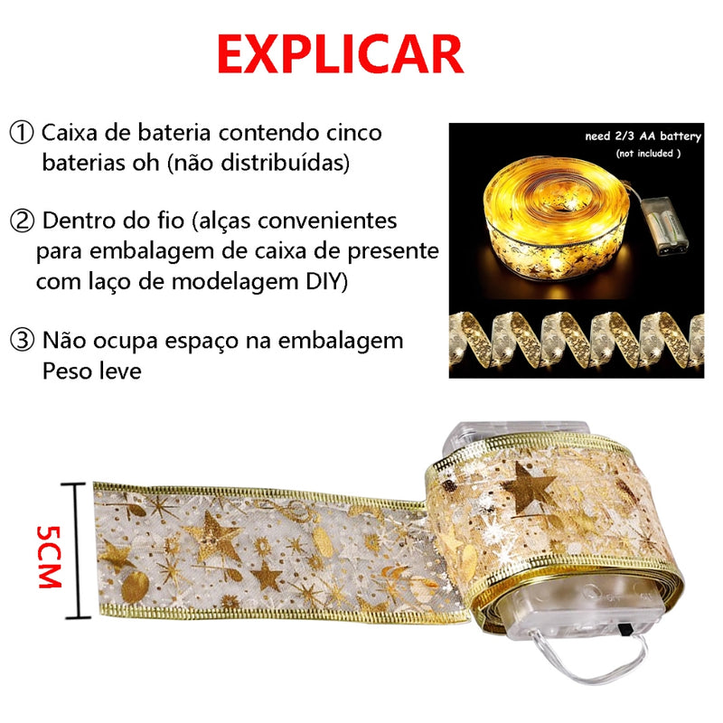 10M Laços de Fita de Natal com 100 Luzes LED Fada