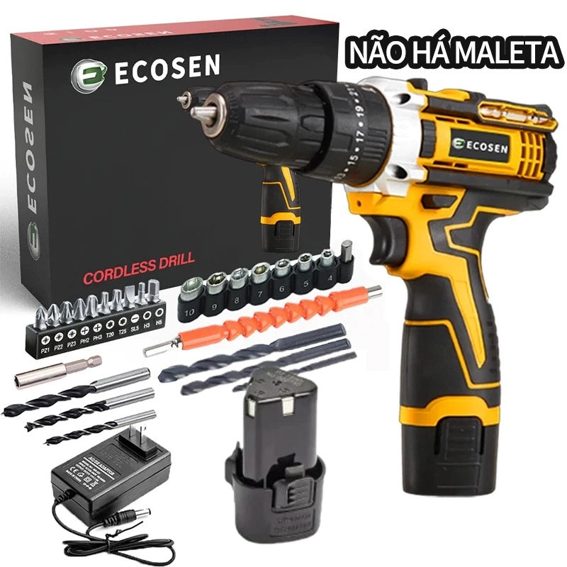 Parafusadeira/Furadeira de Impacto com Maleta e 2 Baterias - Kit Completo 28 Peças