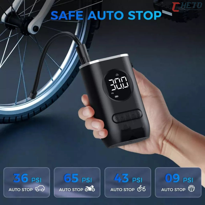 Mini Compressor de Ar Portátil Recarregável Digital USB – 50W