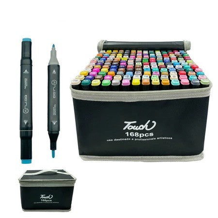 Conjunto de Canetas Hidrográficas Duplas (36 a 168 cores)