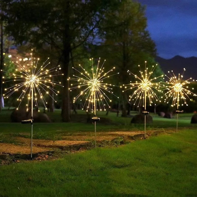 Solar LED Fogos de Artifício – Luz Fio de Cobre | Luzes Fadas para Natal, Jardim e Caminho
