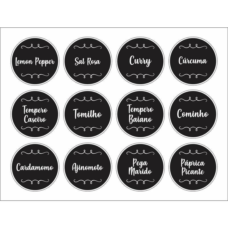 36 Etiquetas para Potes de Condimentos, Temperos e Mantimentos