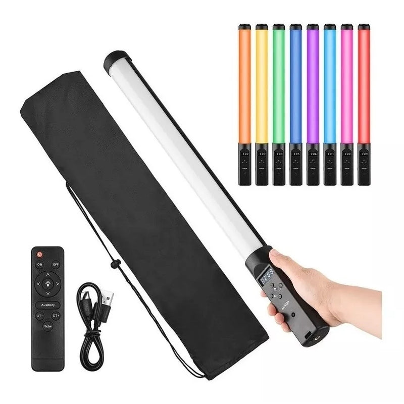 Bastão de LED Fotografia RGB Light Stick Portátil com Controle e Tripé de 2 Metros