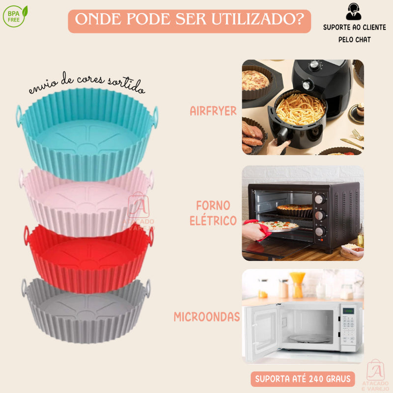 Kit 6 Cestos de Silicone Antiaderente para AirFryer