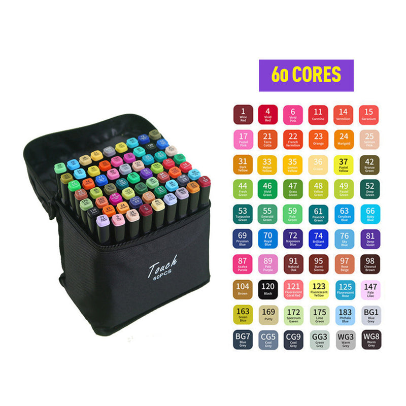 Conjunto de Canetas Hidrográficas Duplas (36 a 168 cores)