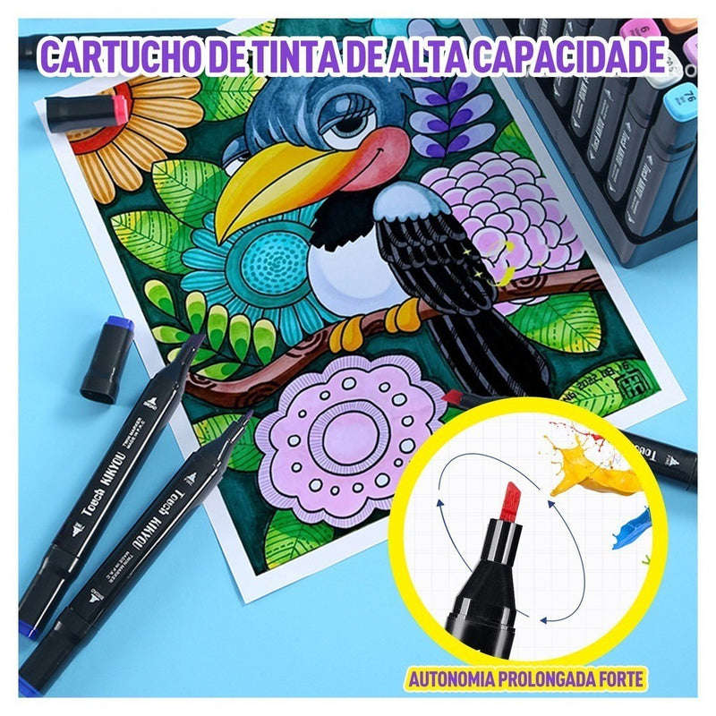 Conjunto de Canetas Hidrográficas Duplas (36 a 168 cores)