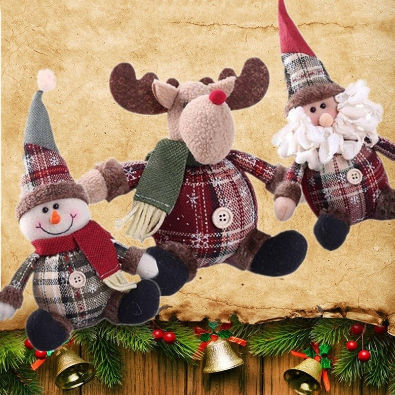 Bonecos Decorativos de Natal: Papai Noel, Boneco de Neve e Alce