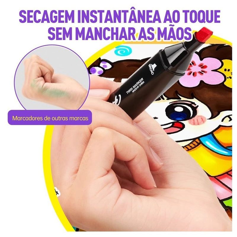 Conjunto de Canetas Hidrográficas Duplas (36 a 168 cores)