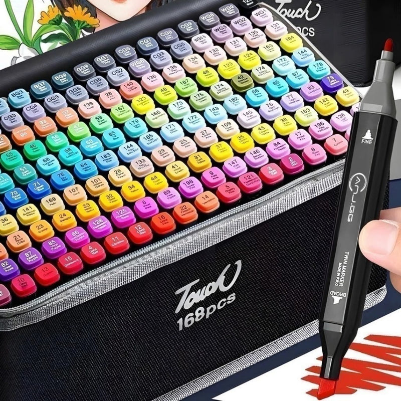 Conjunto de Canetas Hidrográficas Duplas (36 a 168 cores)