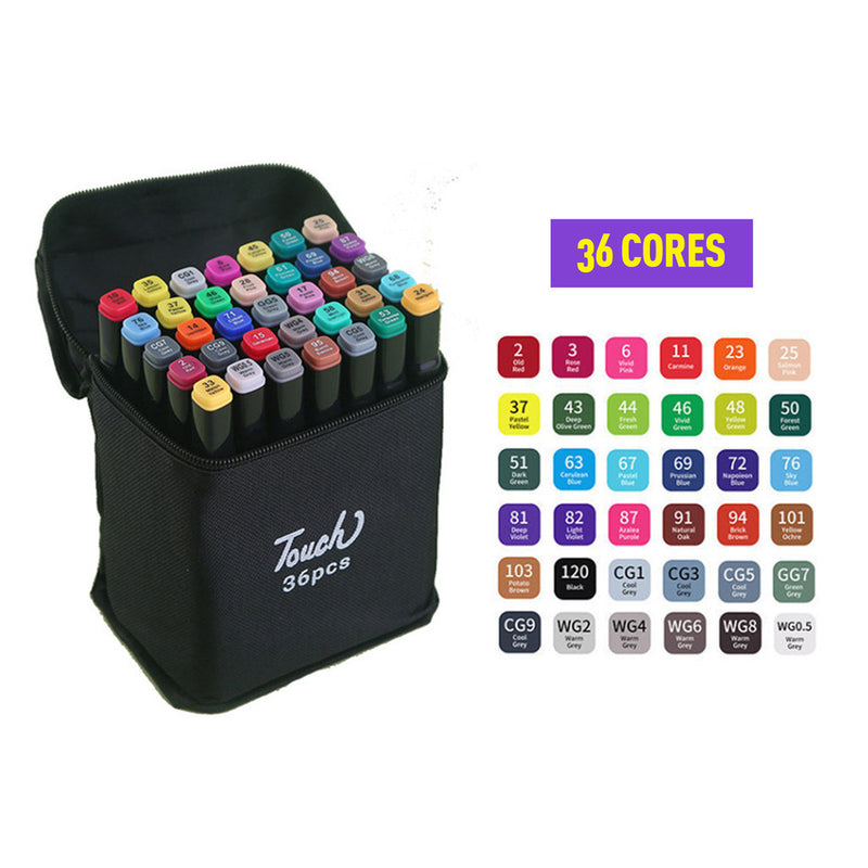 Conjunto de Canetas Hidrográficas Duplas (36 a 168 cores)