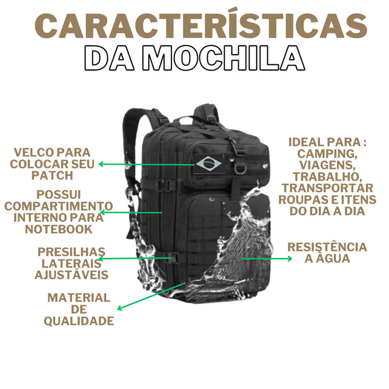 Mochila Militar Tática Impermeável 50L