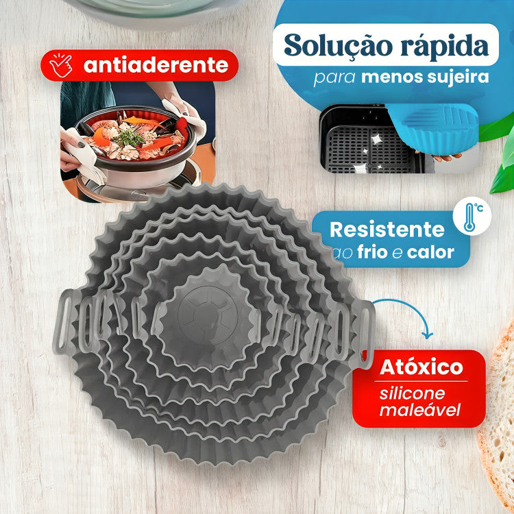 Kit 6 Cestos de Silicone Antiaderente para AirFryer