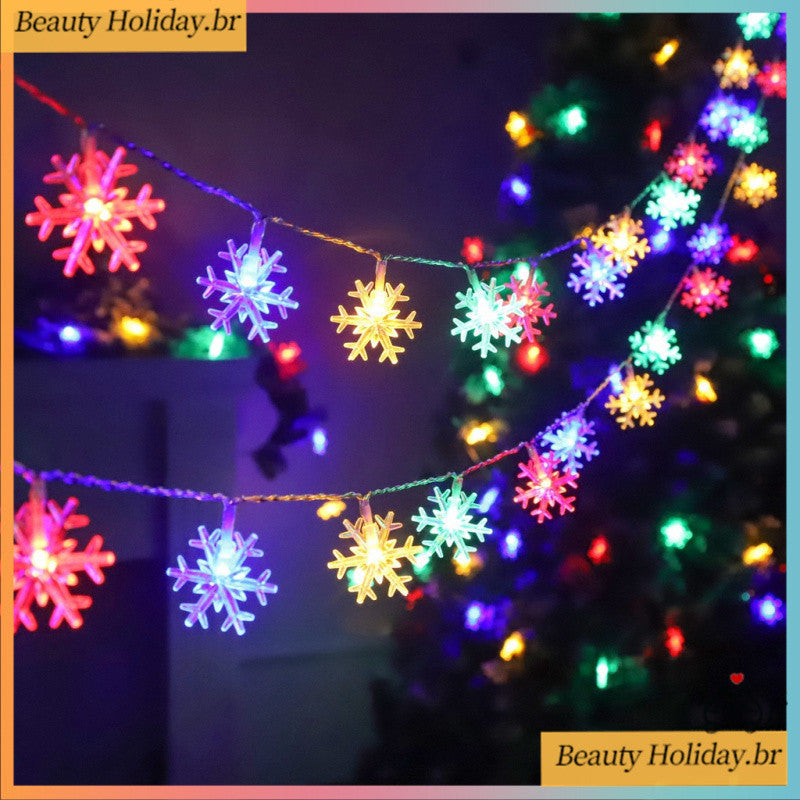 Luzes de Corda LED em Forma de Floco de Neve - 6 Metros