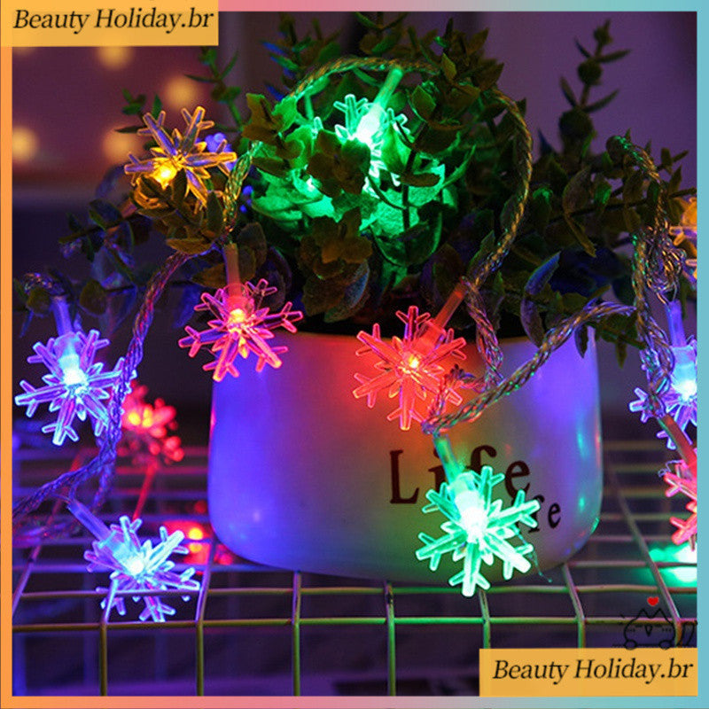 Luzes de Corda LED em Forma de Floco de Neve - 6 Metros