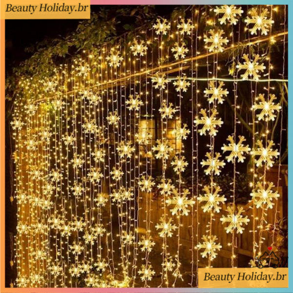 Luzes de Corda LED em Forma de Floco de Neve - 6 Metros