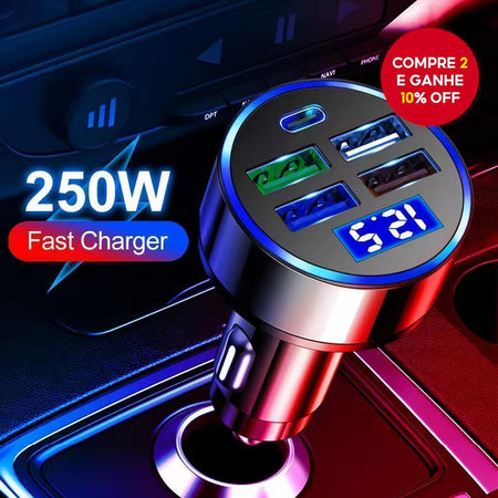 Carregador de Carro USB-C de 5 Portas (66W)