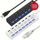 Hub USB 2.0 com 7 Portas e LEDs – Expanda Suas Conexões com Praticidade e Estilo