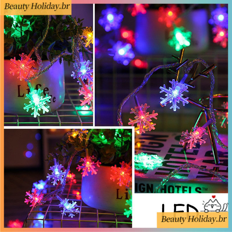 Luzes de Corda LED em Forma de Floco de Neve - 6 Metros