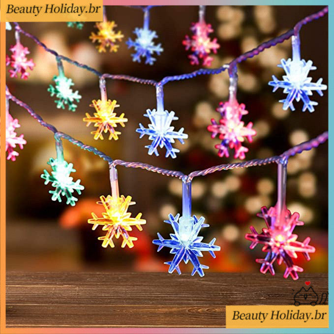 Luzes de Corda LED em Forma de Floco de Neve - 6 Metros