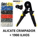 Kit Alicate Crimpador, Descascador e 1200 Terminais Ilhós Tubular