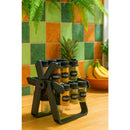 Porta Tempero Giratório 360º com 18 Potes de Vidro + Adesivos