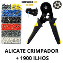 Kit Alicate Crimpador, Descascador e 1200 Terminais Ilhós Tubular