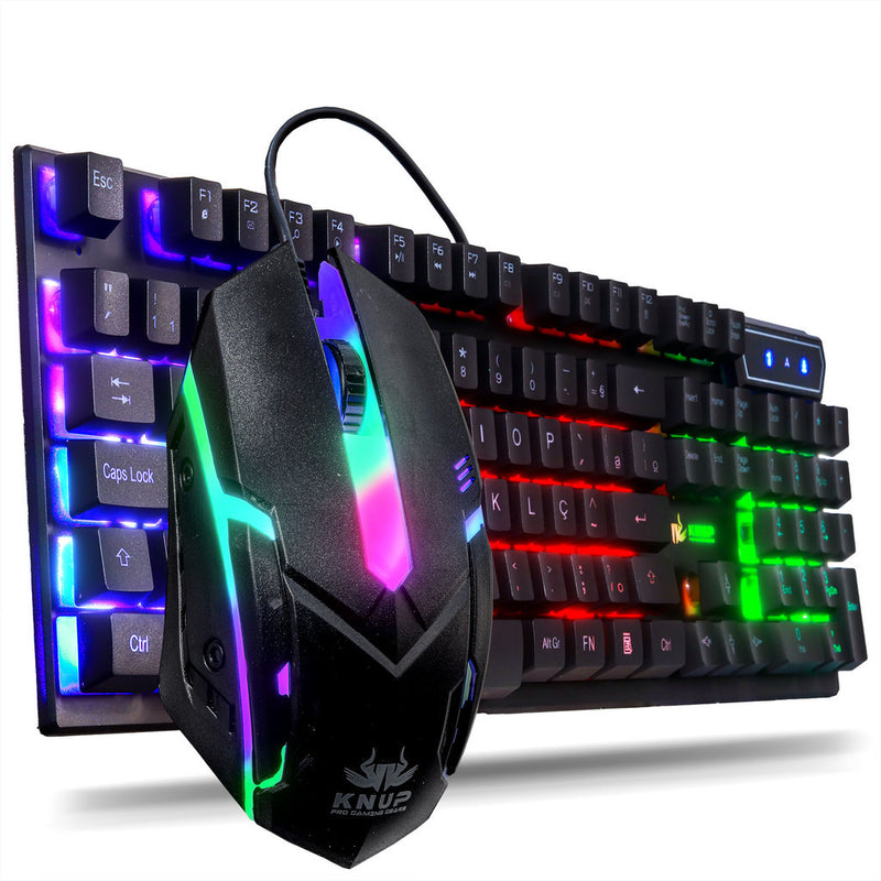 Kit Gamer Teclado Semi Mecânico + Mouse 2400 DPI RGB