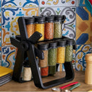 Porta Tempero Giratório 360º com 18 Potes de Vidro + Adesivos