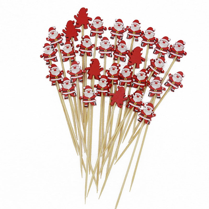 100 Espetos de Bambu Decorativos de Natal