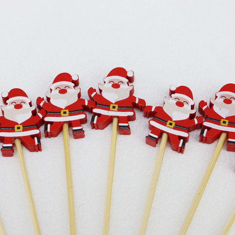 100 Espetos de Bambu Decorativos de Natal